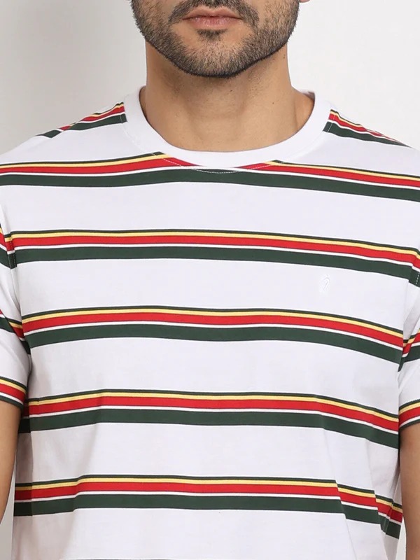 Indian Terrain Men's Half Sleeve Regular Fit White Round Neck T-Shirt